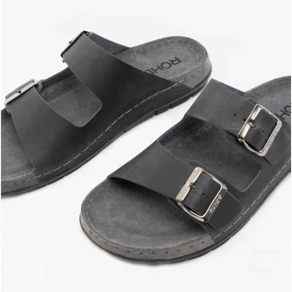 5918 Mens Leather Mule Sandals Anthracite