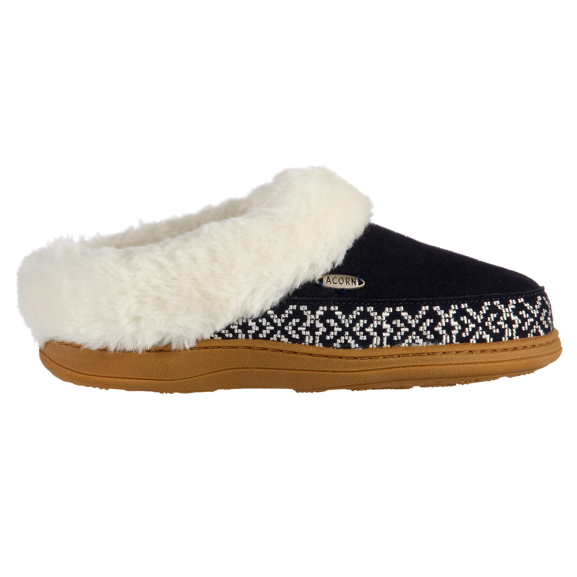 Acorn Women's Greta Embroidered Suede Hoodback Slippers