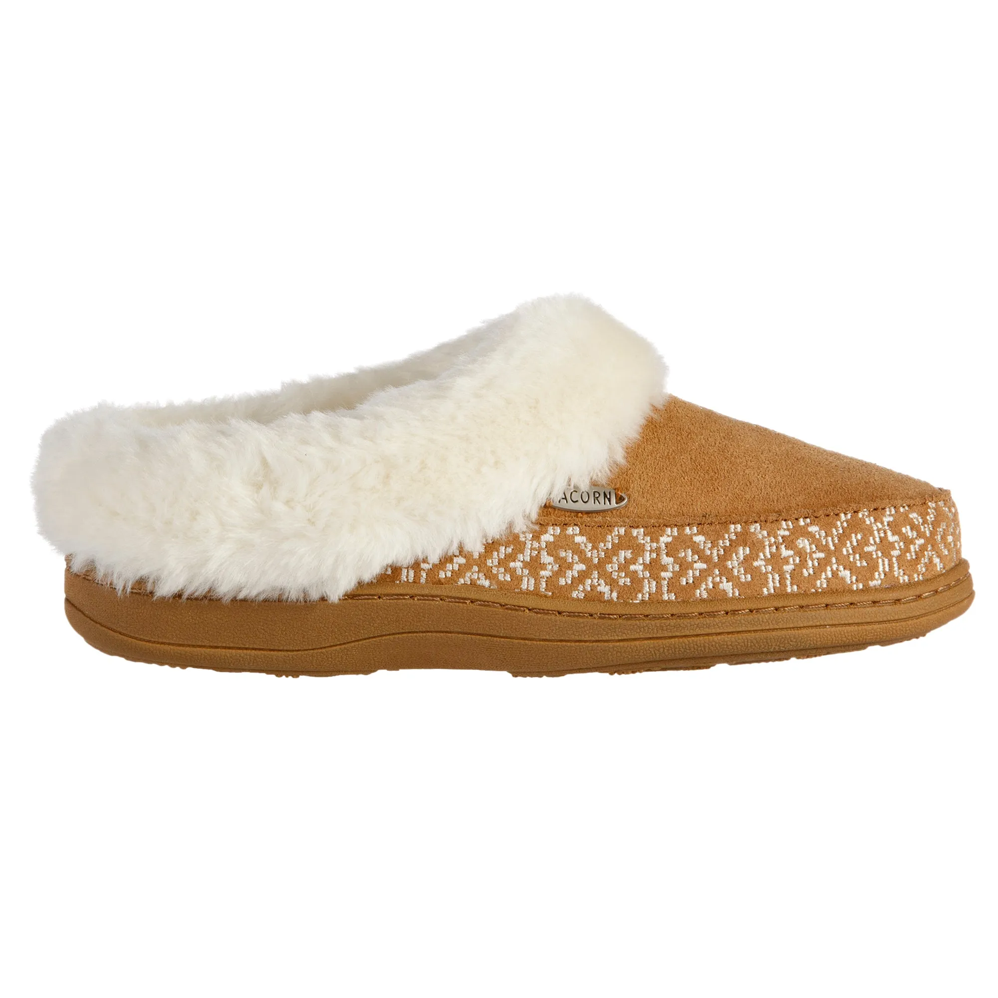 Acorn Women's Greta Embroidered Suede Hoodback Slippers