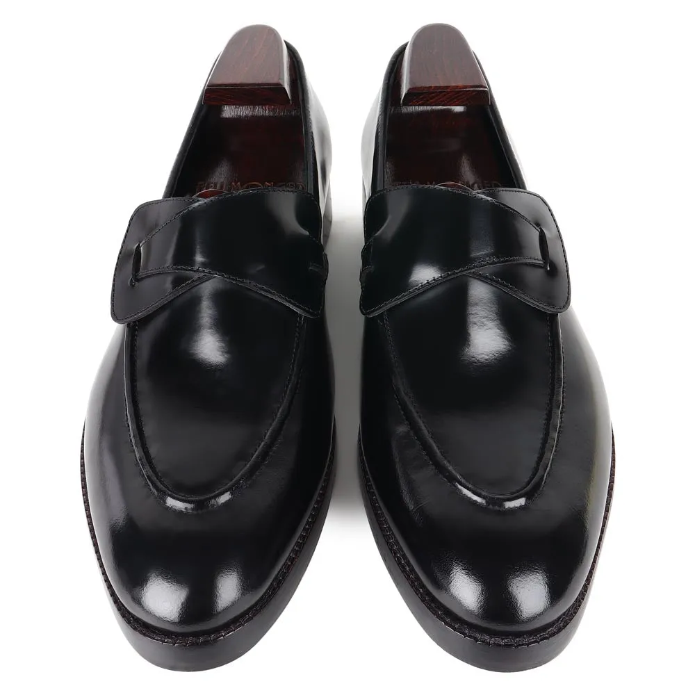 Black Brushed Leather Butterfly Loafers