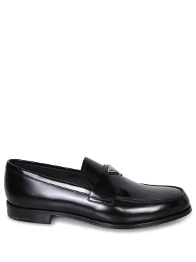 Black Brushed Logo Loafers