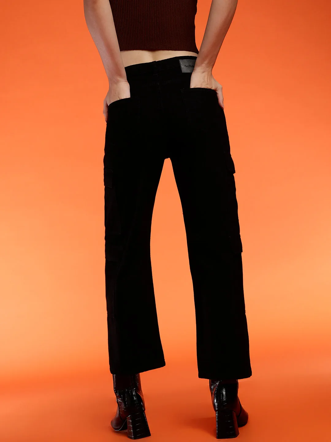 Black Cargo Fit Jeans