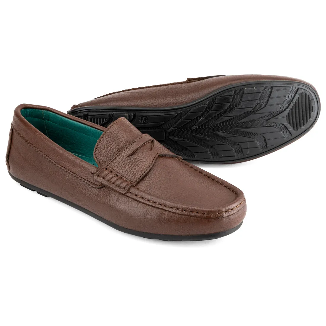 Brown Milled Penny Loafers