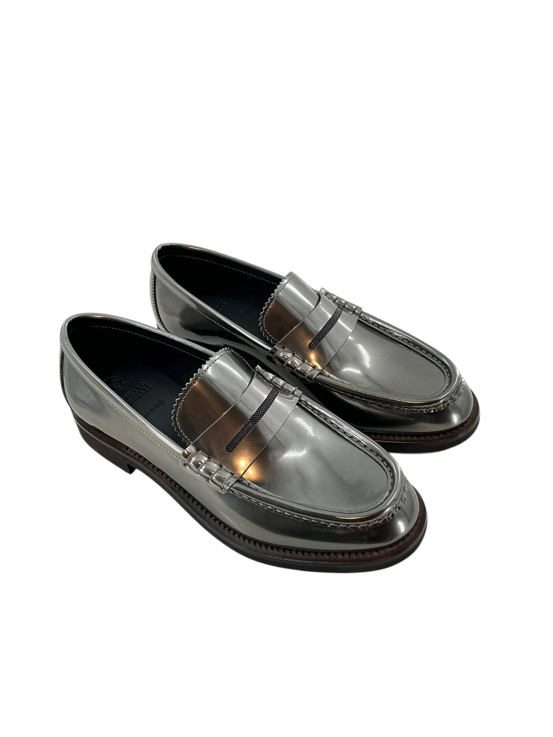 Brunello Cucinelli Metallic Monili Penny Loafers