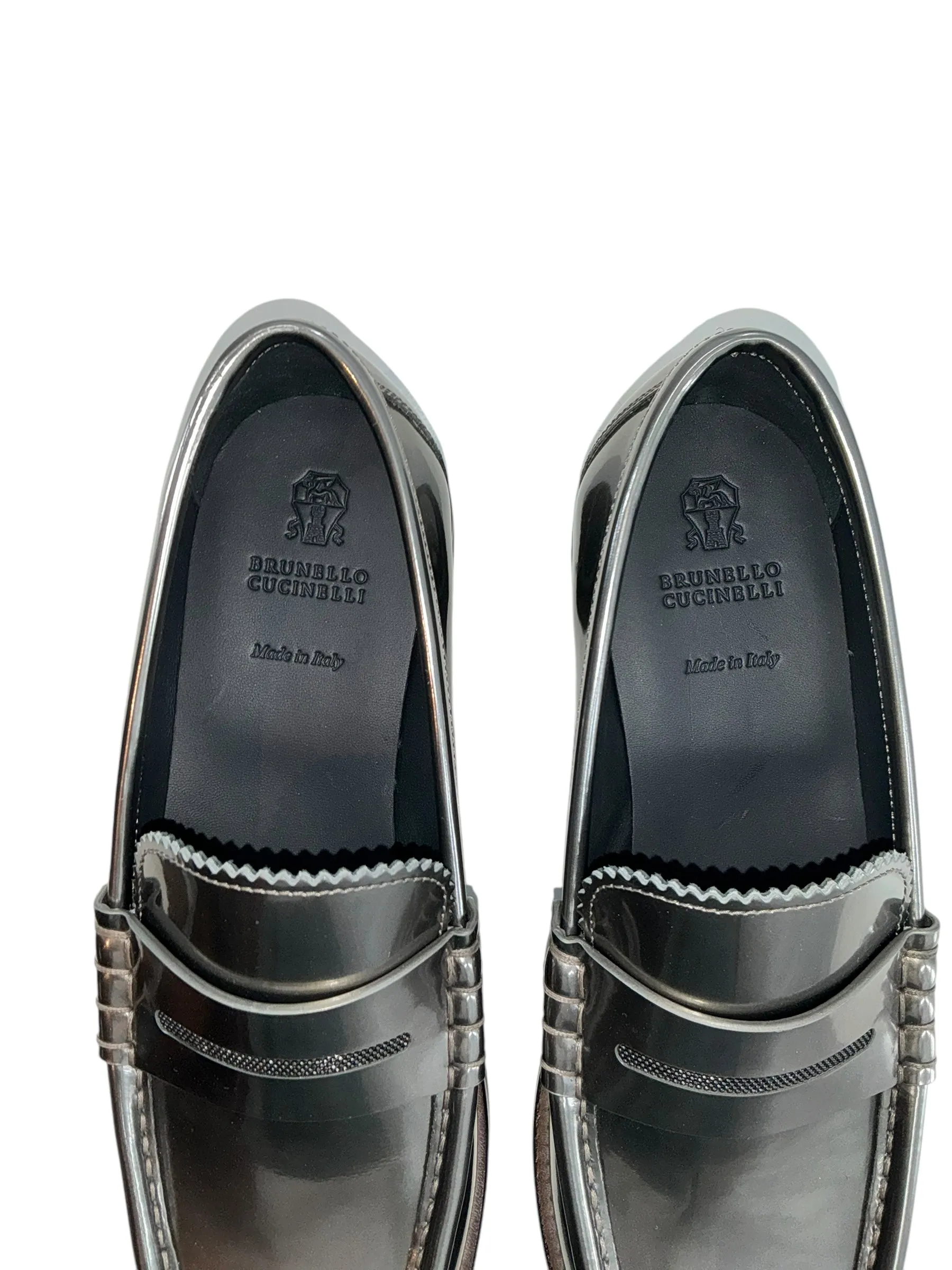 Brunello Cucinelli Metallic Monili Penny Loafers
