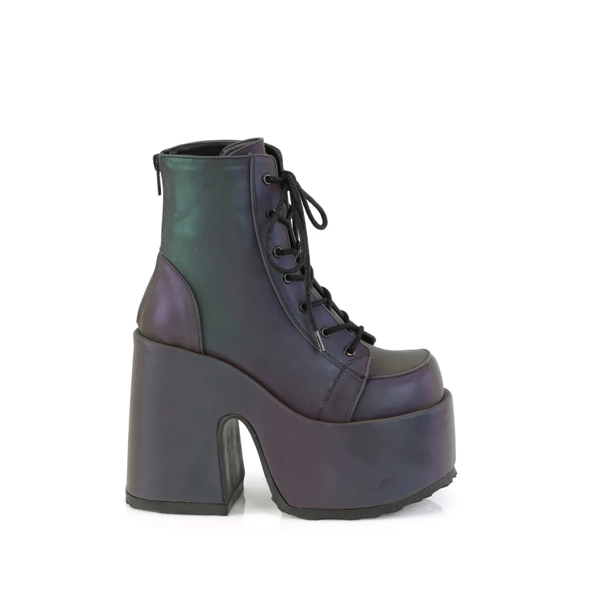 CAMEL-203 DemoniaCult Alternative Footwear Green Multi Reflective Ankle Boots
