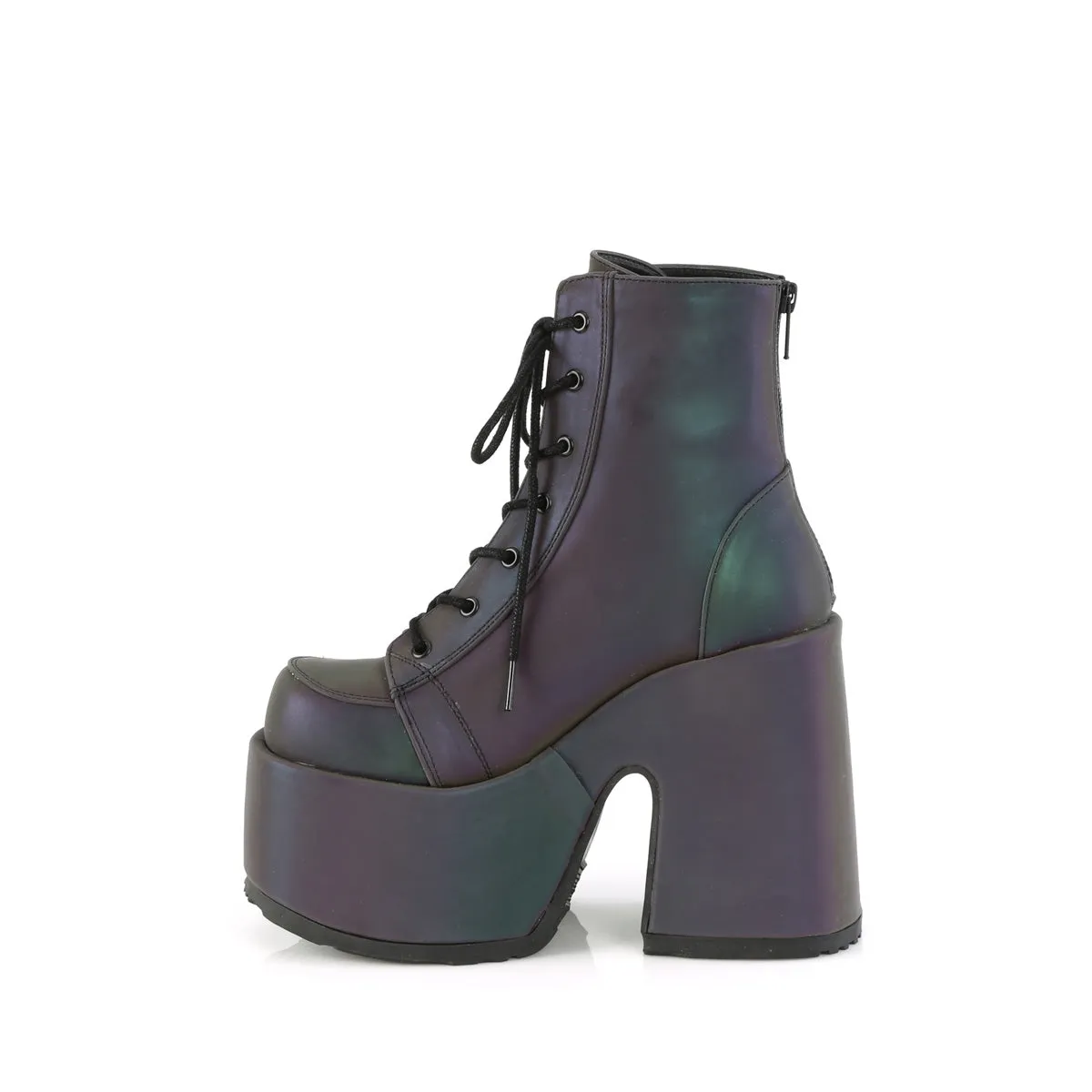 CAMEL-203 DemoniaCult Alternative Footwear Green Multi Reflective Ankle Boots
