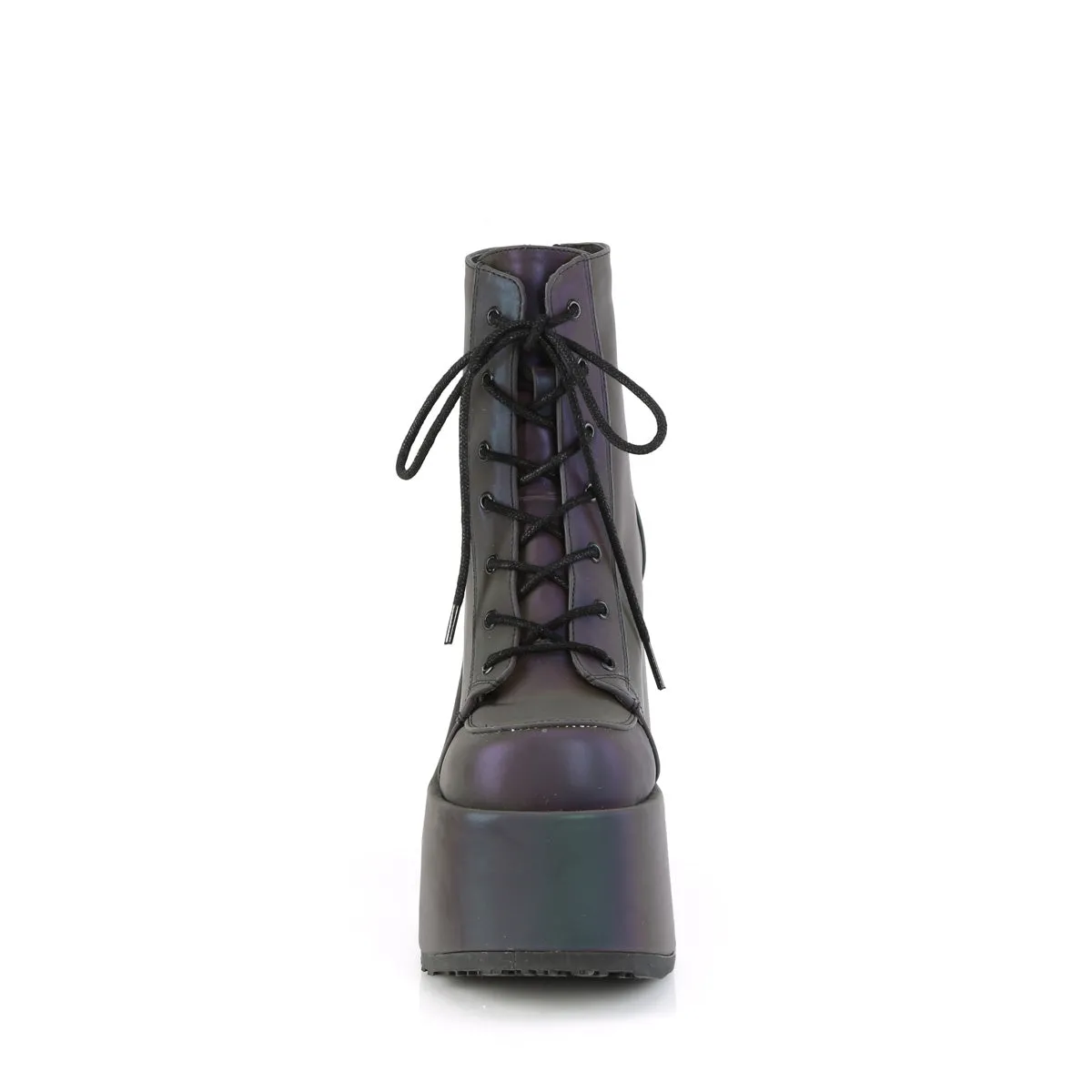 CAMEL-203 DemoniaCult Alternative Footwear Green Multi Reflective Ankle Boots