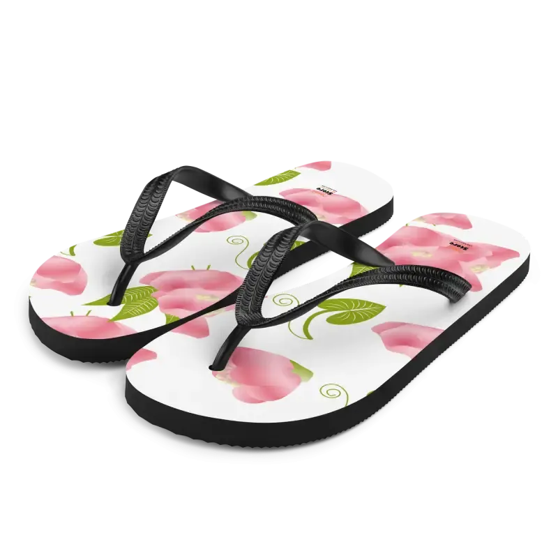 Chic Pink Flowers Floral Slip Resistant Flip Flops