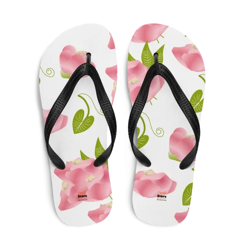 Chic Pink Flowers Floral Slip Resistant Flip Flops