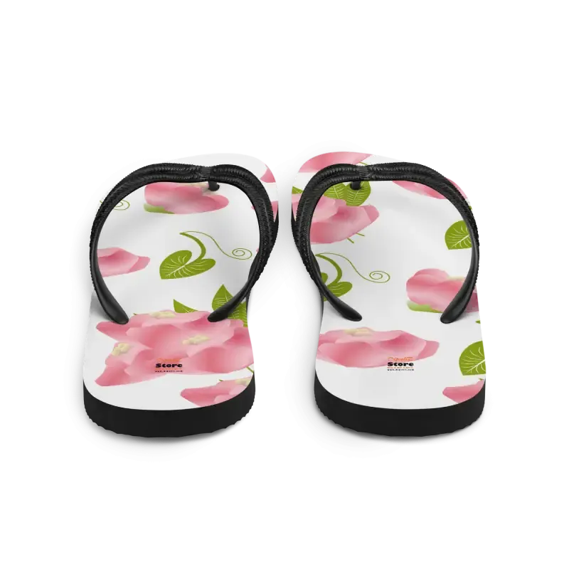 Chic Pink Flowers Floral Slip Resistant Flip Flops