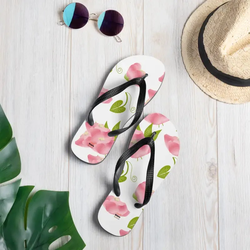 Chic Pink Flowers Floral Slip Resistant Flip Flops