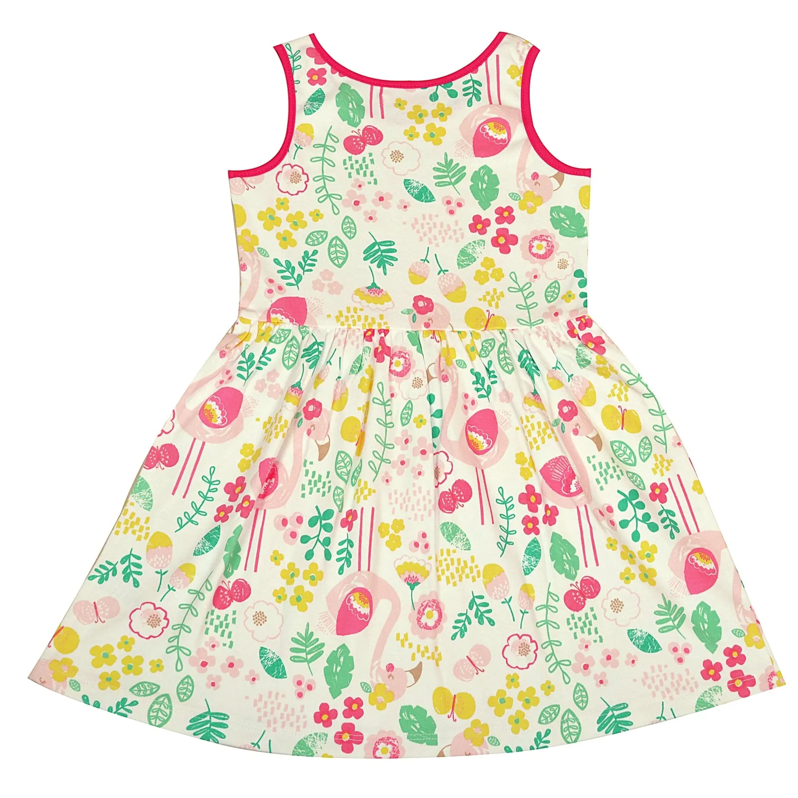 CrayonFlakes Kids Wear for Girls 100% Cotton Sleeveless Swan Print Frock Dress