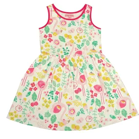 CrayonFlakes Kids Wear for Girls 100% Cotton Sleeveless Swan Print Frock Dress