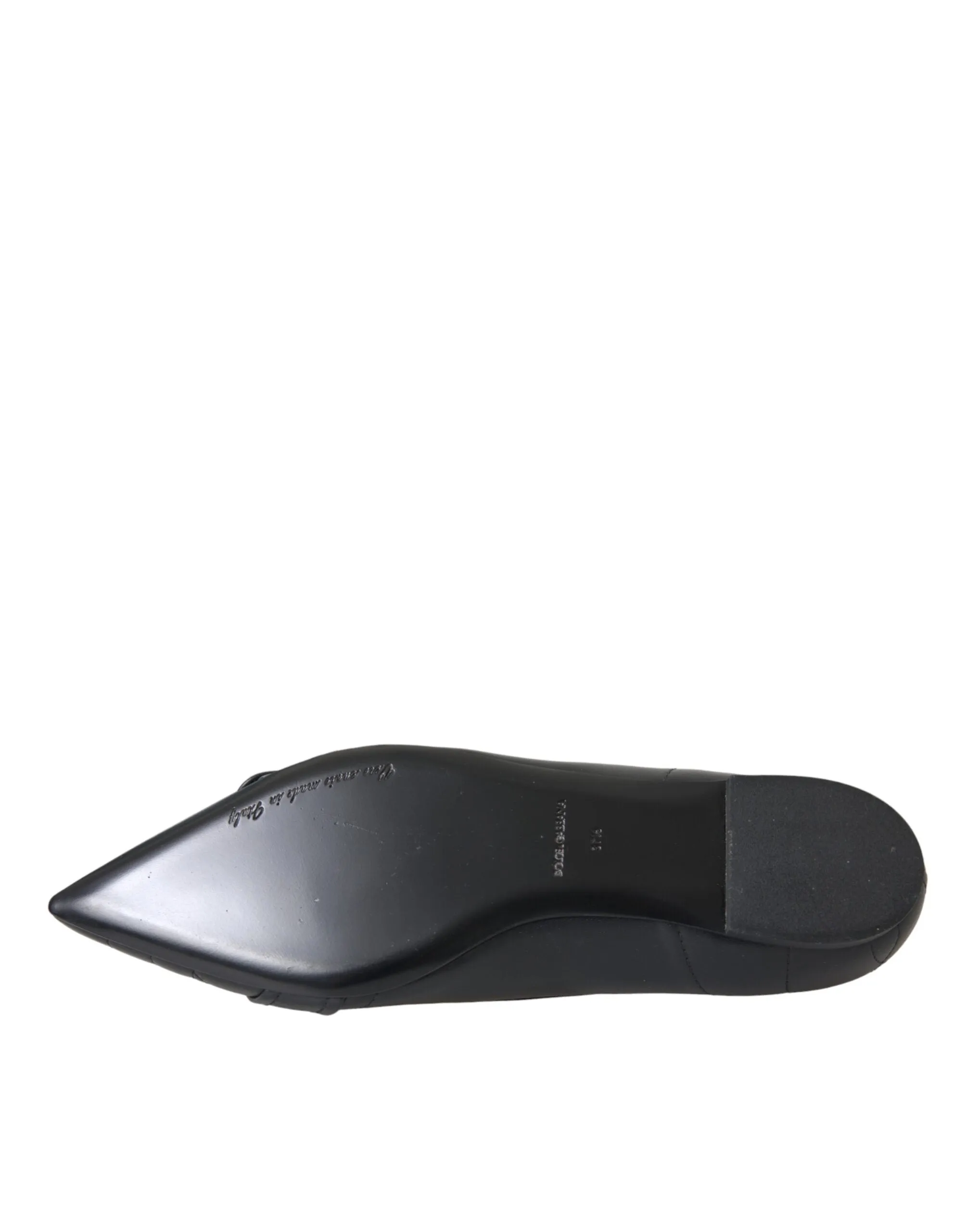 Dolce & Gabbana Black Devotion Leather Pointy Flats Sko