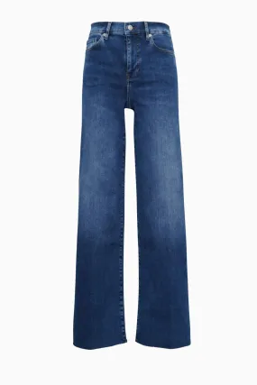 Frame Denim Le Slim Palazzo Raw Fray - Mermaid