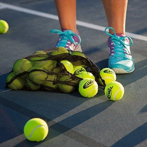 Gamma Bag of Pressureless Tennis Balls - Sturdy & Reuseable Mesh Bag with Drawstring for Easy Transport - Bag-O-Balls (12-Pack of Balls, Yellow)