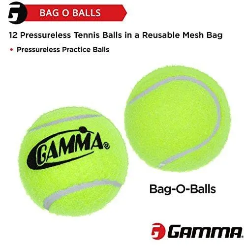 Gamma Bag of Pressureless Tennis Balls - Sturdy & Reuseable Mesh Bag with Drawstring for Easy Transport - Bag-O-Balls (12-Pack of Balls, Yellow)