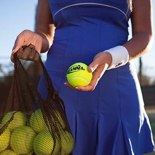 Gamma Bag of Pressureless Tennis Balls - Sturdy & Reuseable Mesh Bag with Drawstring for Easy Transport - Bag-O-Balls (12-Pack of Balls, Yellow)