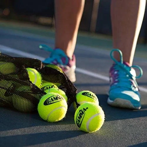 Gamma Bag of Pressureless Tennis Balls - Sturdy & Reuseable Mesh Bag with Drawstring for Easy Transport - Bag-O-Balls (12-Pack of Balls, Yellow)