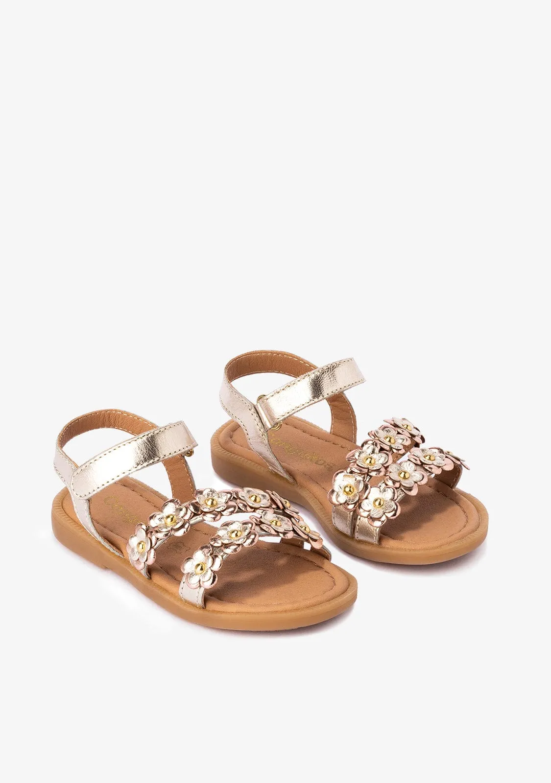 Girl's Gold Flowers Sandals Napa