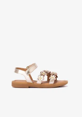 Girl's Gold Flowers Sandals Napa