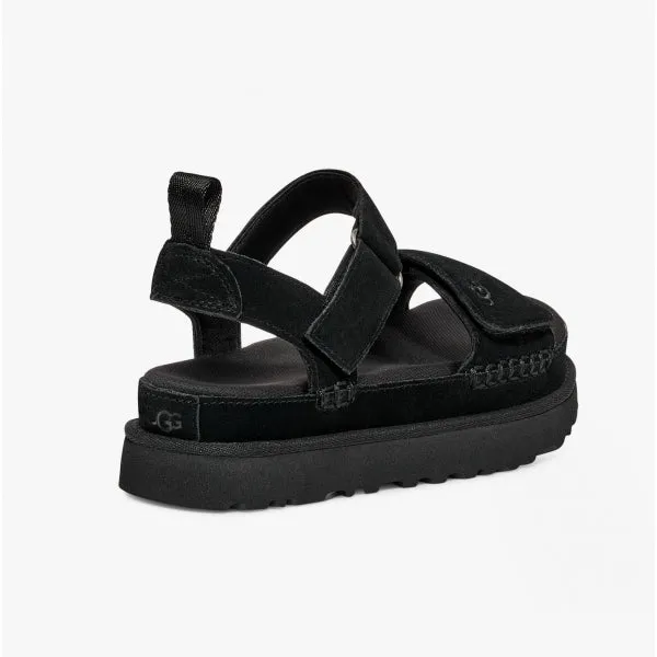 GOLDENSTAR Ladies Suede Platform Sandals Black