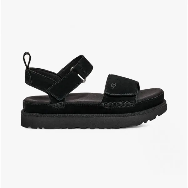 GOLDENSTAR Ladies Suede Platform Sandals Black