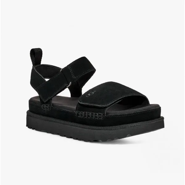 GOLDENSTAR Ladies Suede Platform Sandals Black