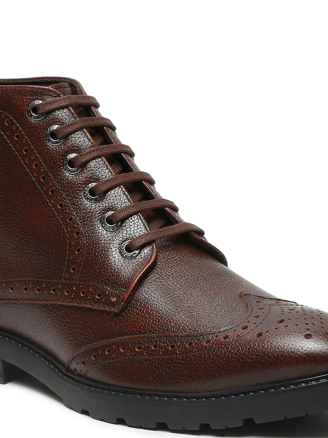 Handcrafted Italian Leather High Ankle Chukka Brogue Boots