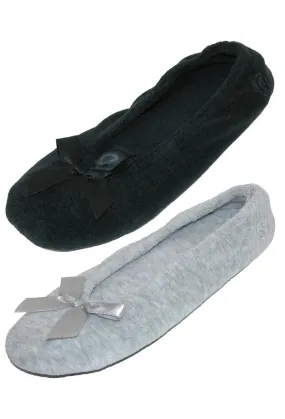 Isotoner Women's Terry Classic Ballerina Slippers (Pack of 2)