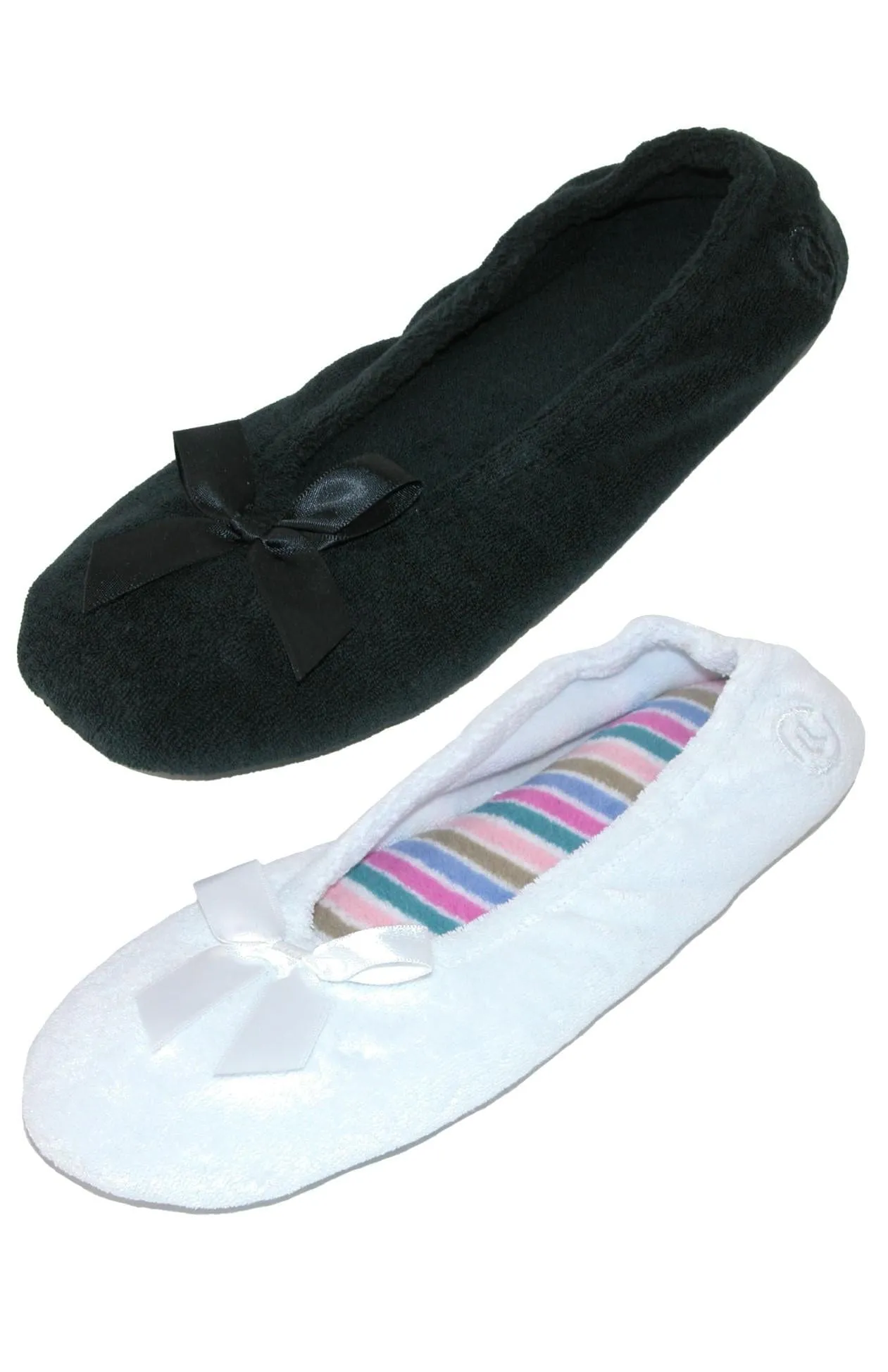Isotoner Women's Terry Classic Ballerina Slippers (Pack of 2)