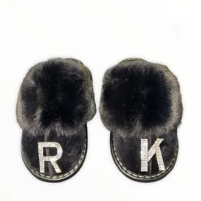 Limited Edition Crystal Collection Black Personalized Slip-on Slippers