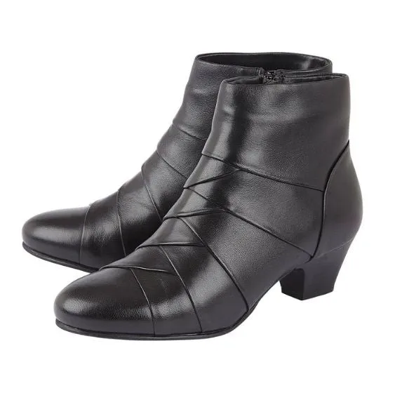 Lotus "Tara" Black Leather Ankle Boot