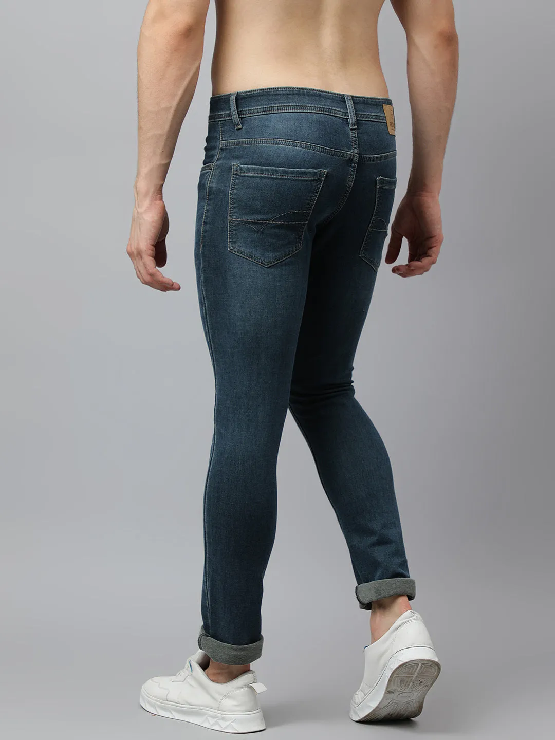 Men Green Tint Slim Fit Mid Rise Clean Look Stretchable Jeans