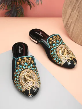 Pelle Albero Black Mule Sandal For Women