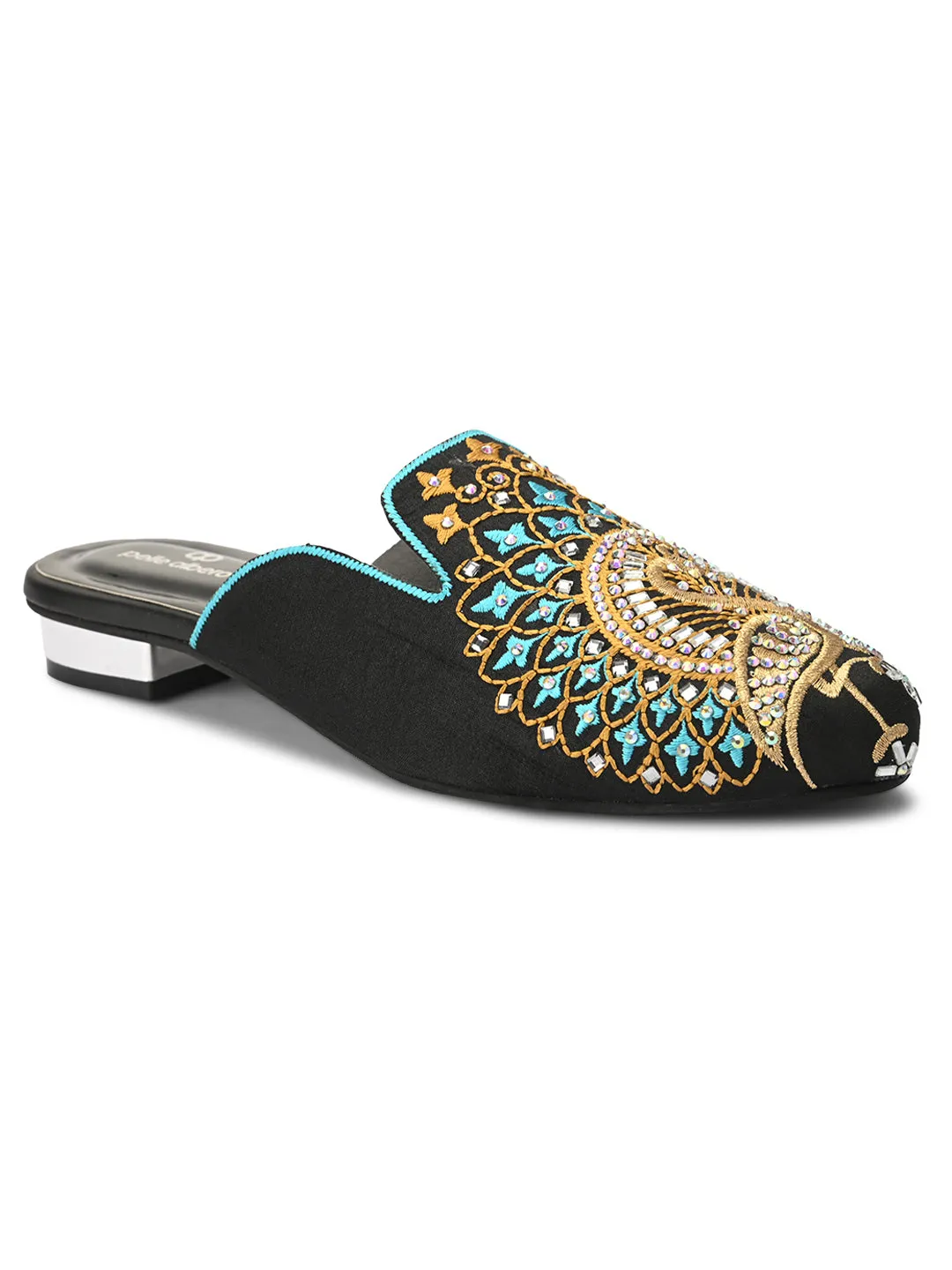 Pelle Albero Black Mule Sandal For Women