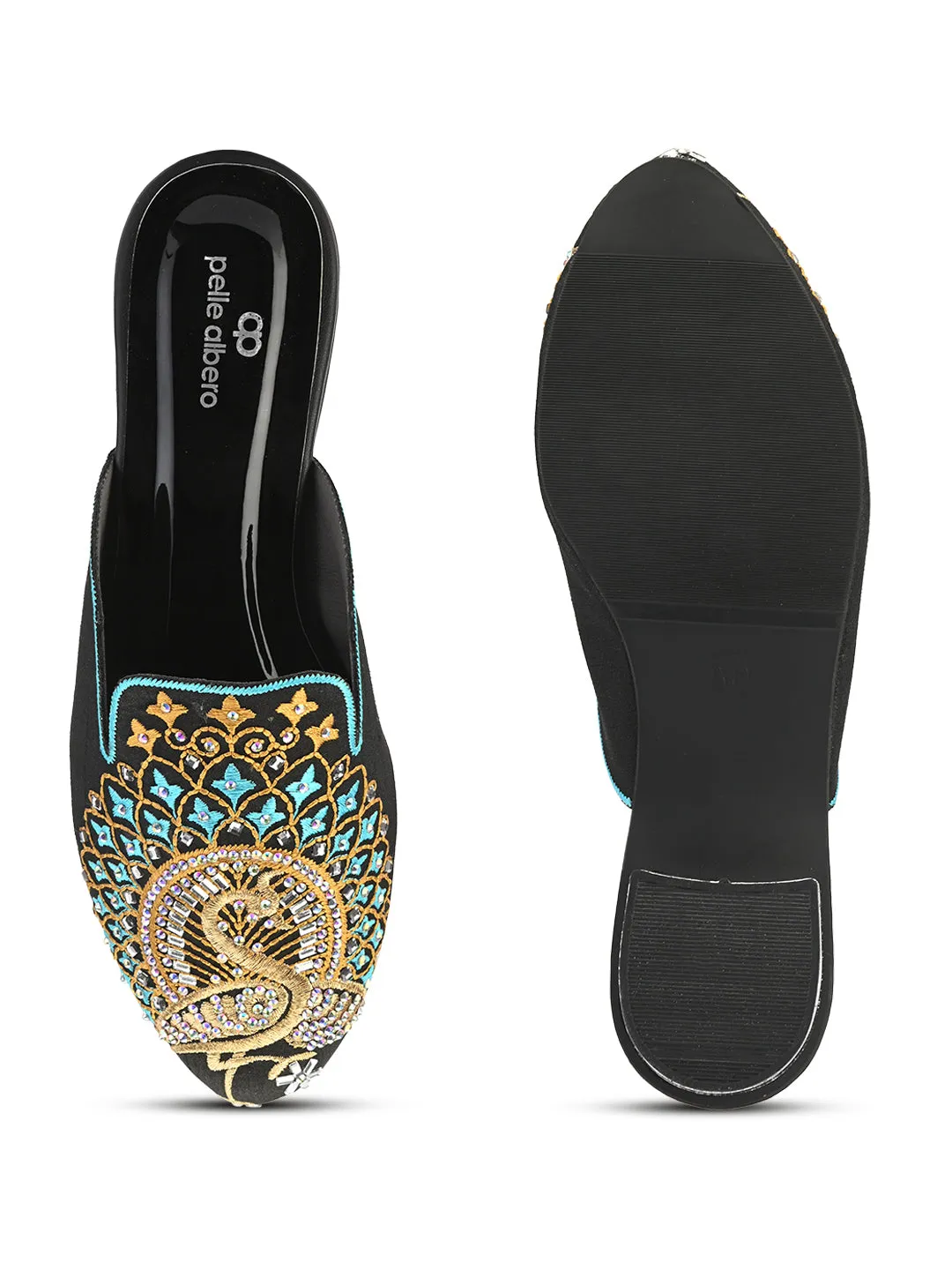 Pelle Albero Black Mule Sandal For Women