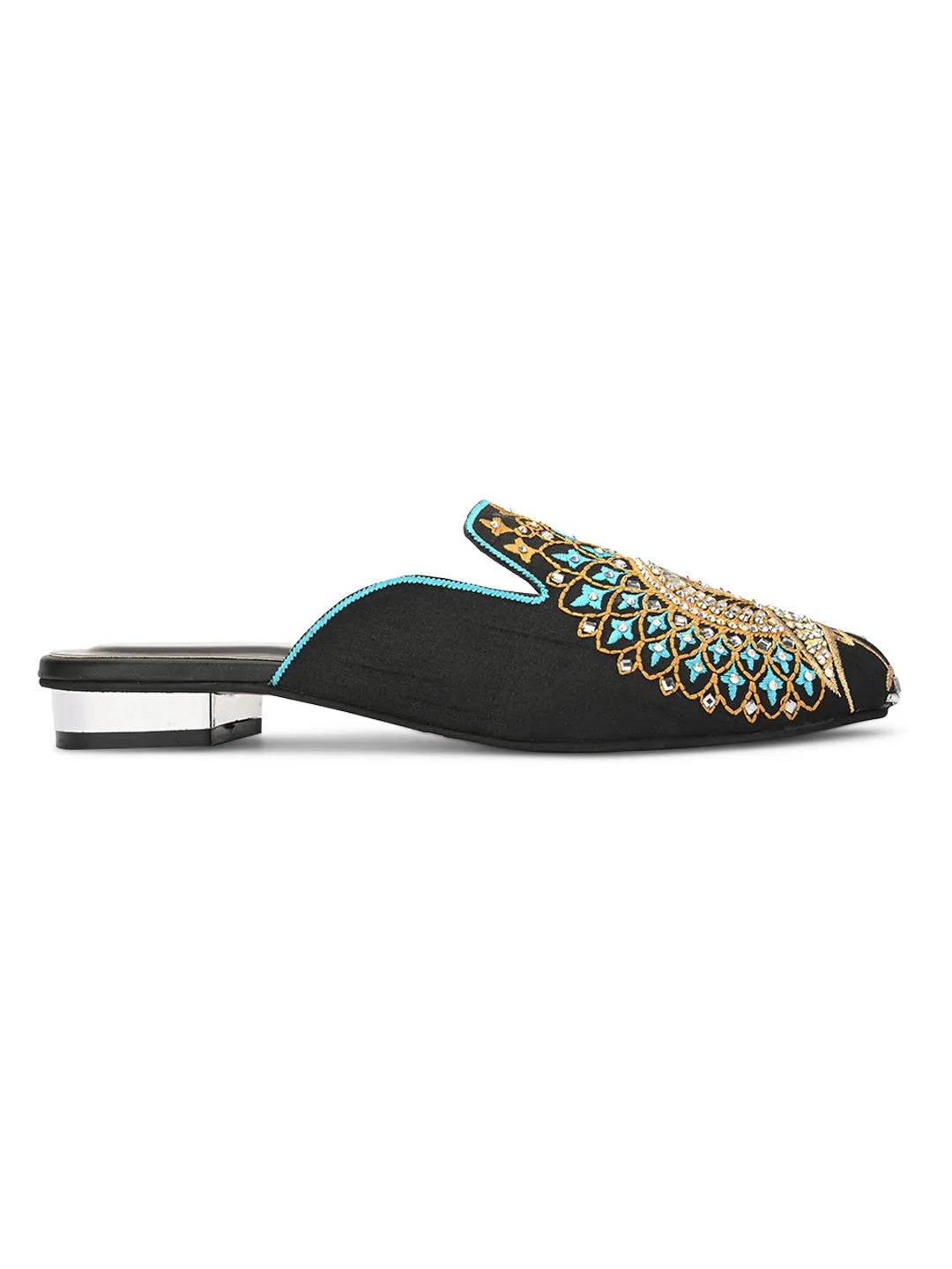 Pelle Albero Black Mule Sandal For Women