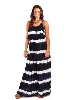 Pistachio Tie Dye Strappy Long Maxi Summer Dress D607 Navy Pink Purple