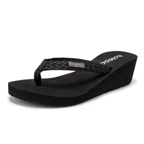 Rowoo Womens Summer High heels Flip Flops Fashion Decorative buckle sandals