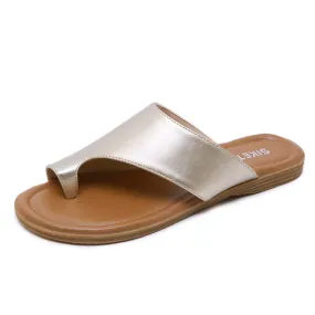 SIKETU | Slip-on Toe Ring Flat Slippers Slide Sandals