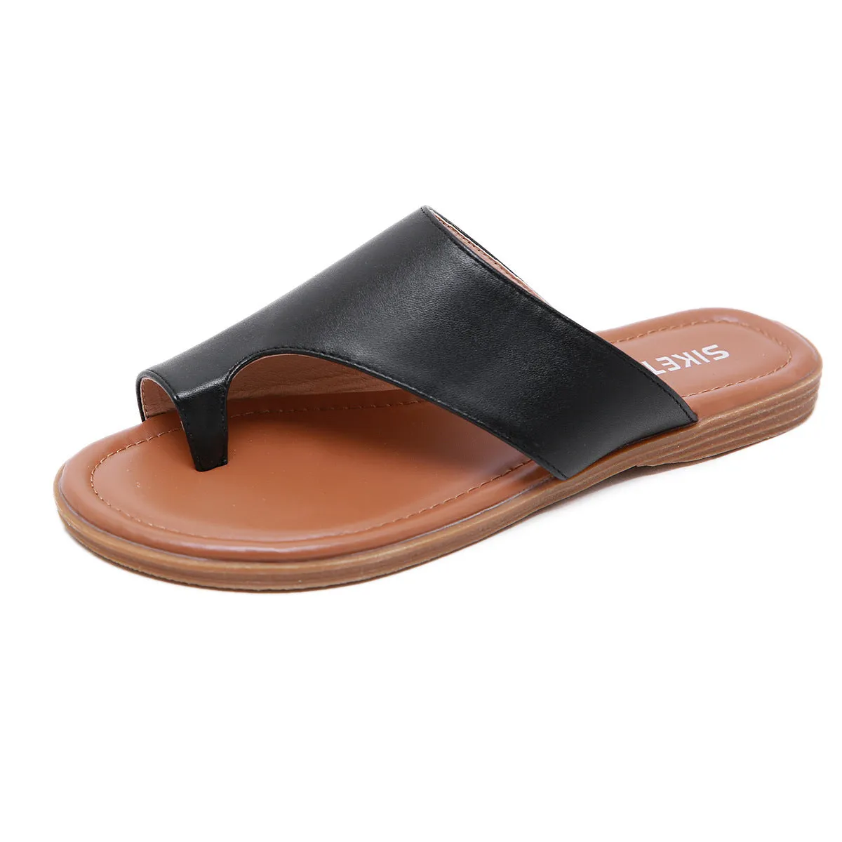 SIKETU | Slip-on Toe Ring Flat Slippers Slide Sandals