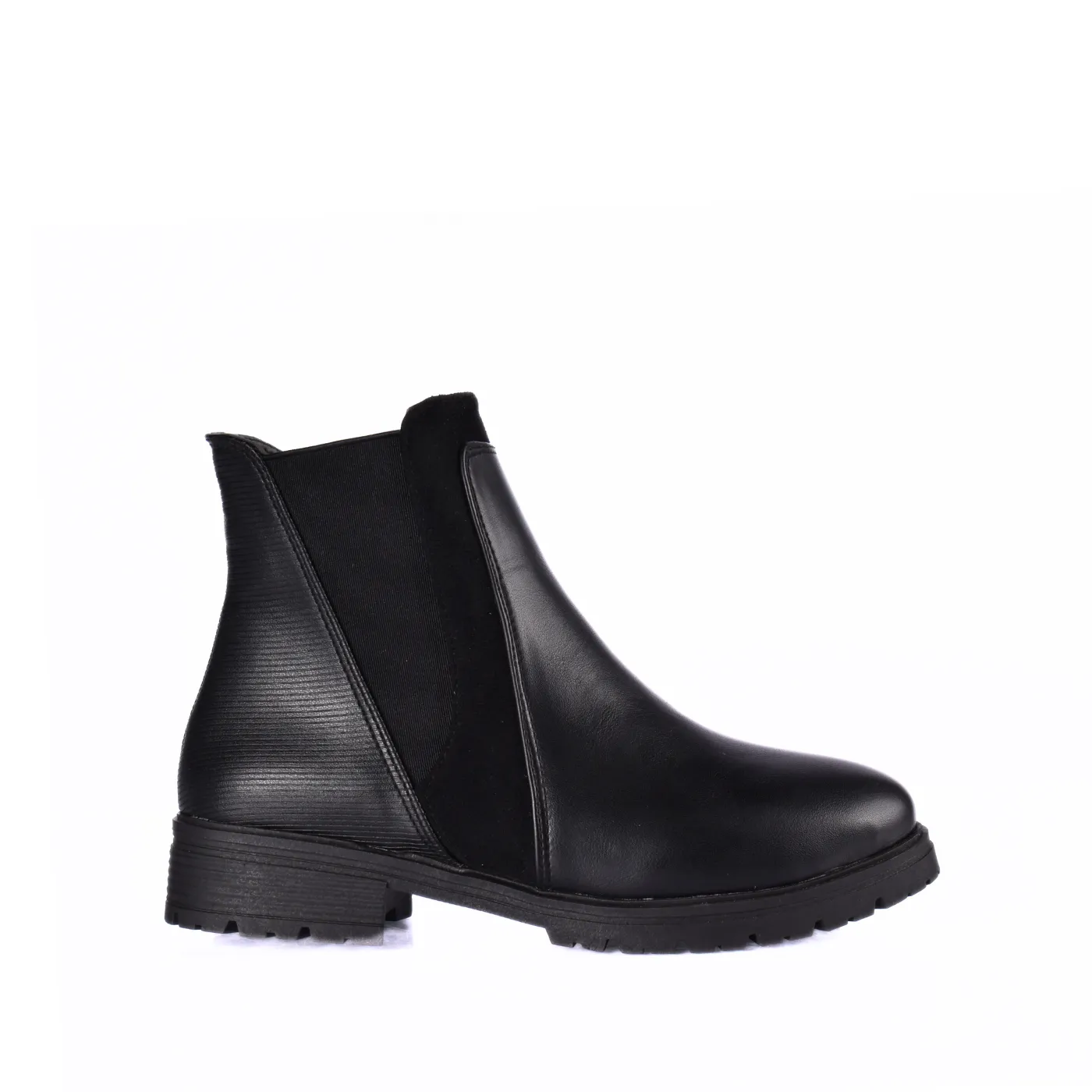 Simple Flat Leather Ankle Boot With Buckle