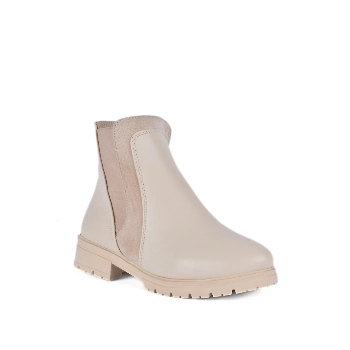 Simple Flat Leather Ankle Boot With Buckle