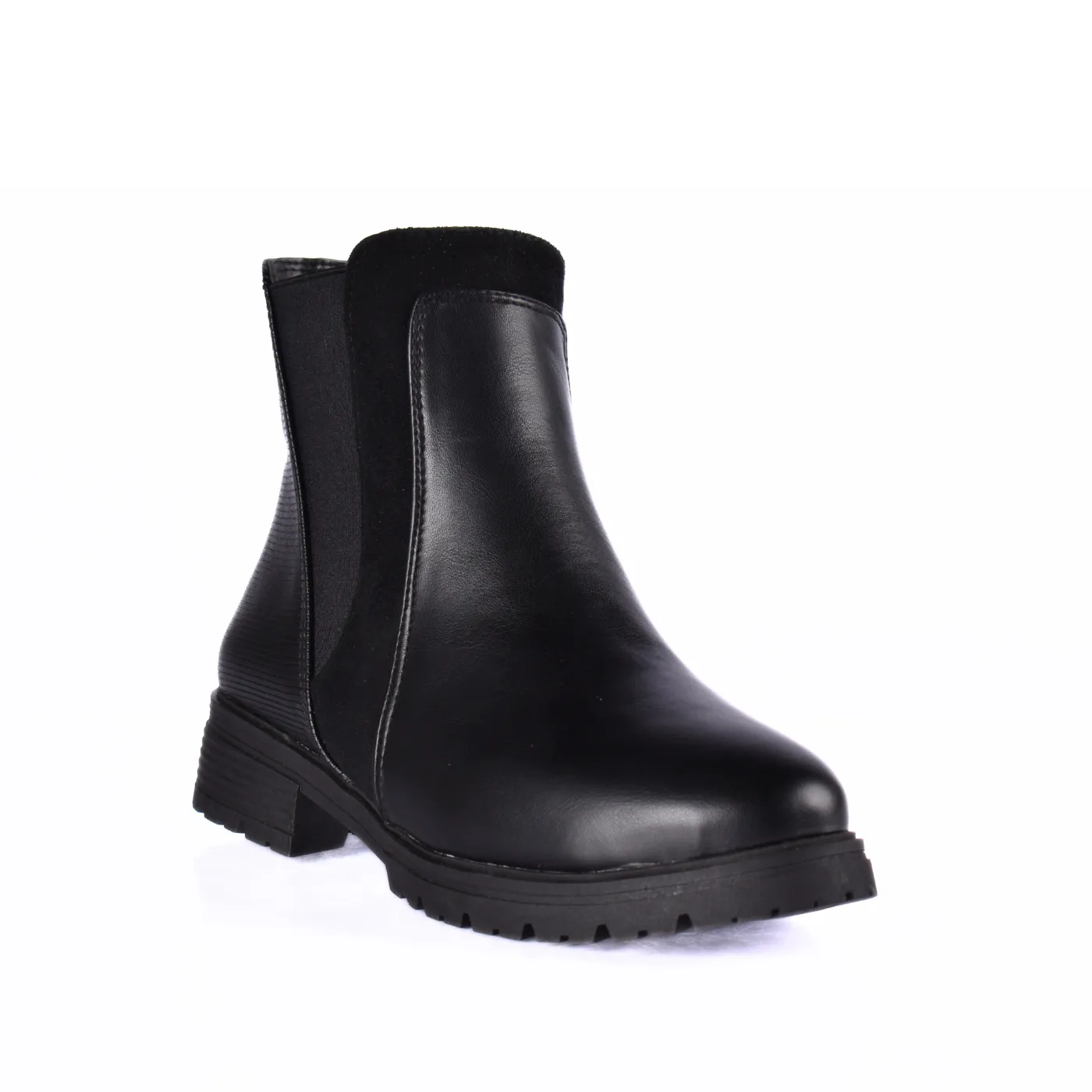 Simple Flat Leather Ankle Boot With Buckle