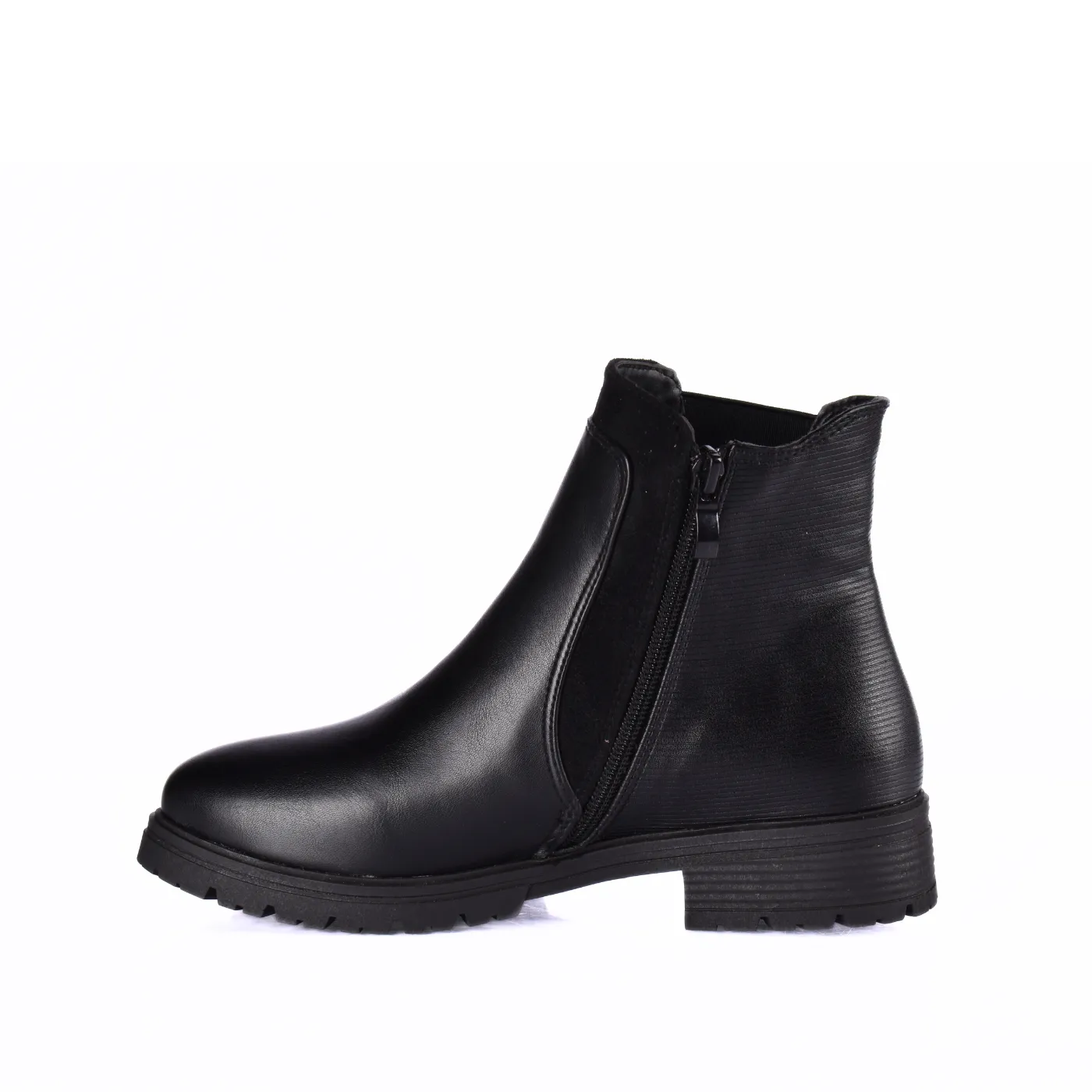 Simple Flat Leather Ankle Boot With Buckle