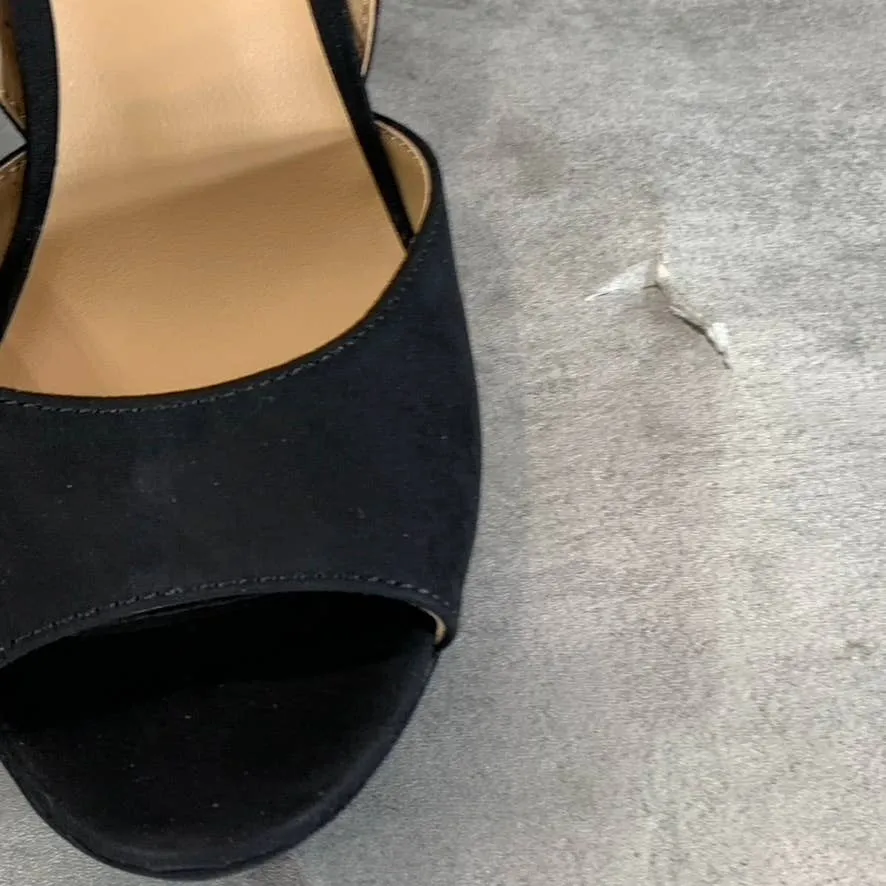 SUN STONE Women's Black Micro Reeta Block-Heel Ankle Strap Platform Heels SZ 7