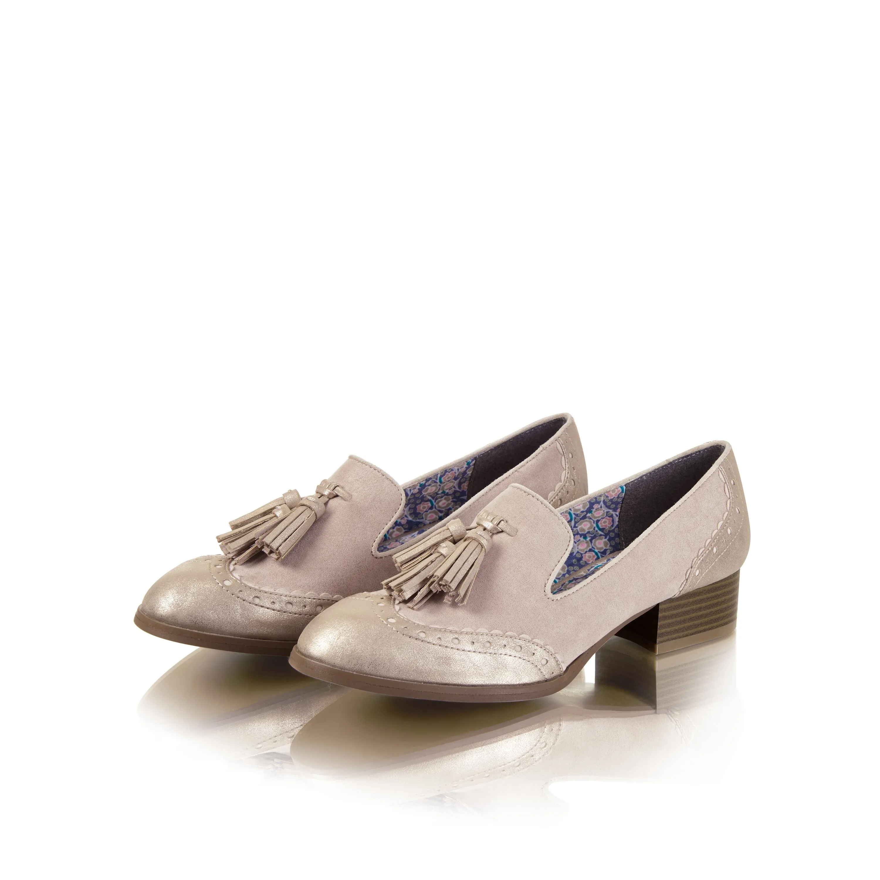 Tara Champagne Low Heel Loafers & Matching Helsinki Bag by Ruby Shoo