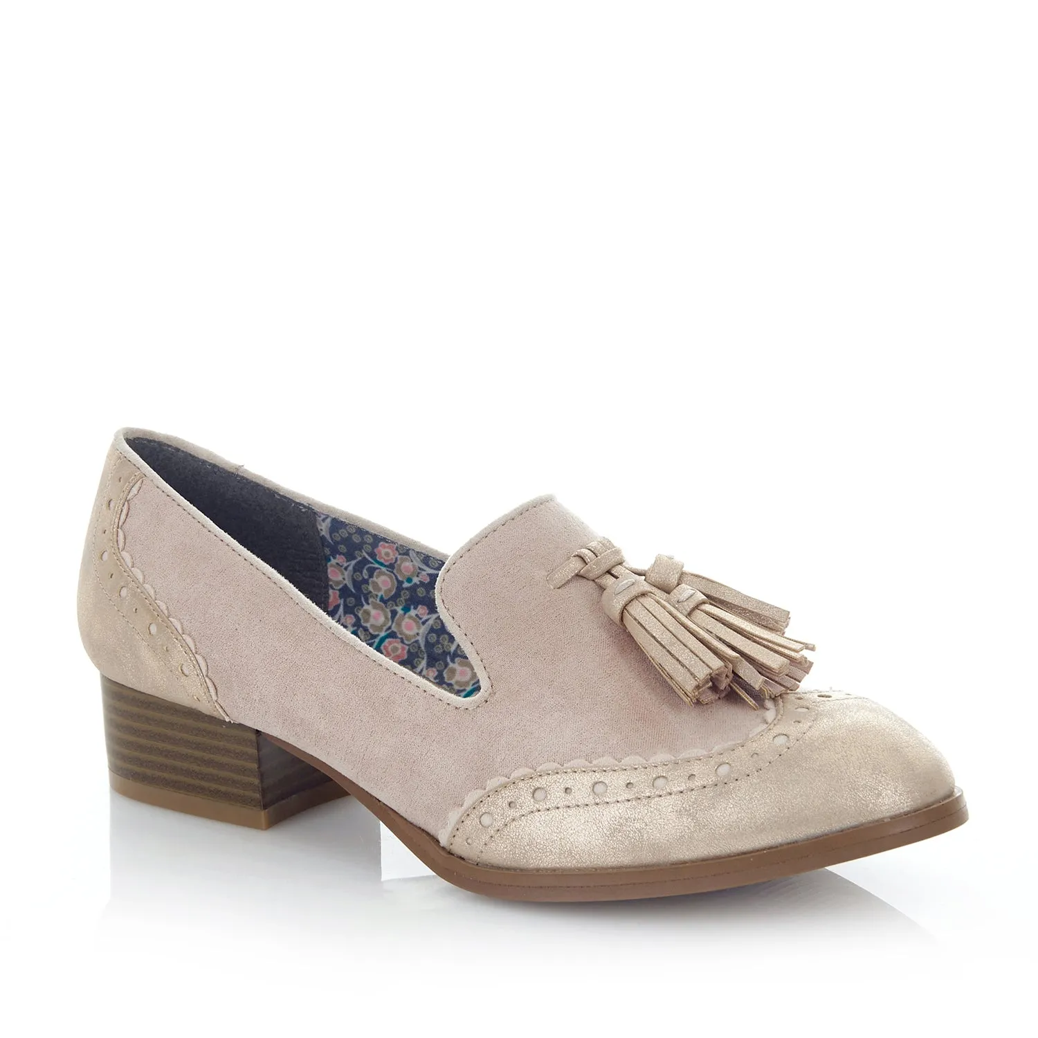 Tara Champagne Low Heel Loafers & Matching Helsinki Bag by Ruby Shoo
